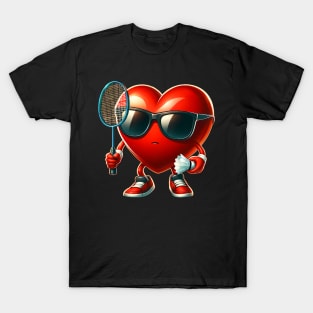 Heart Playing badminton Valentines Day Valentine Men Womens T-Shirt